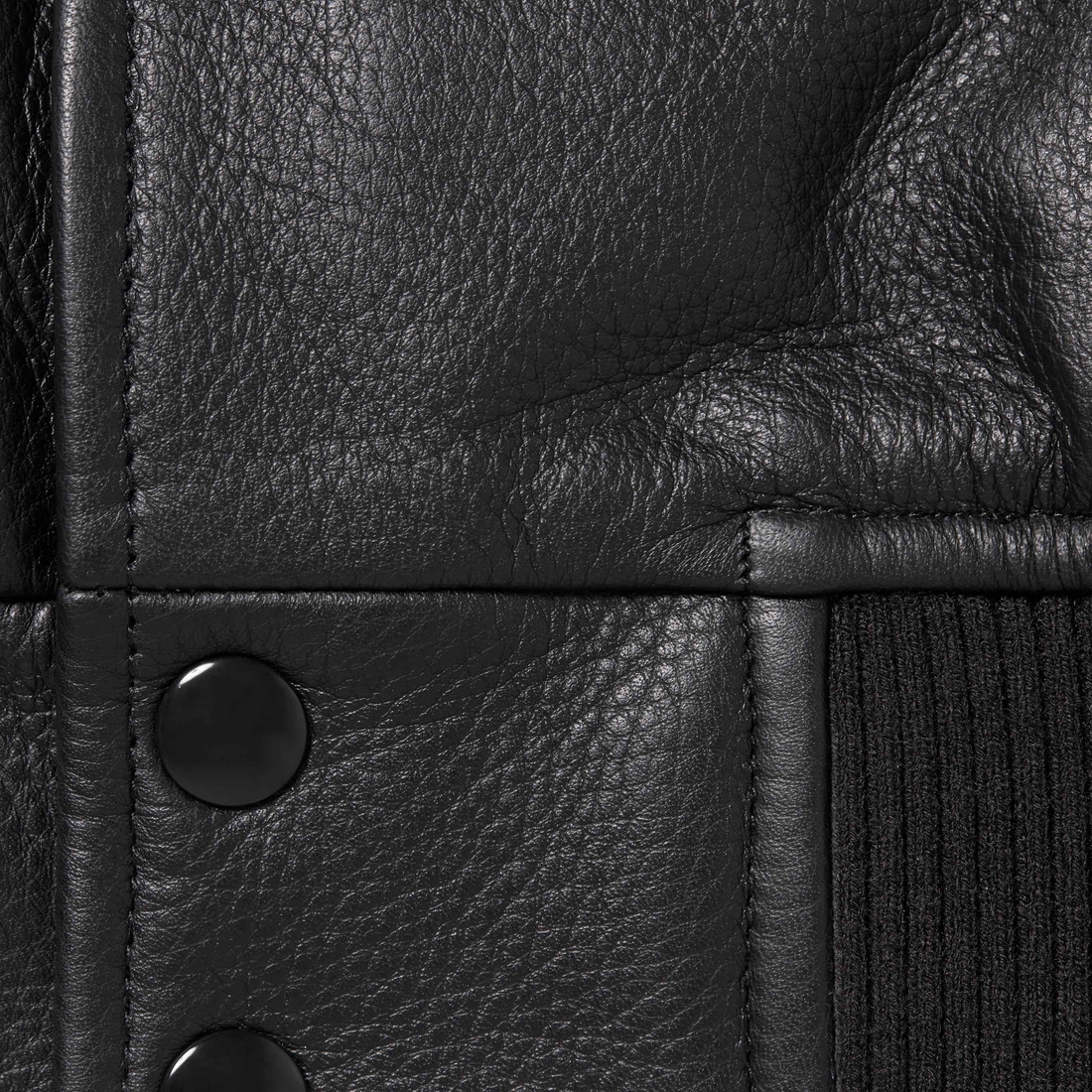 Supreme GORE-TEX Infinium WINDSTOPPER Leather Varsity Jacket (FW23) - Black - $998