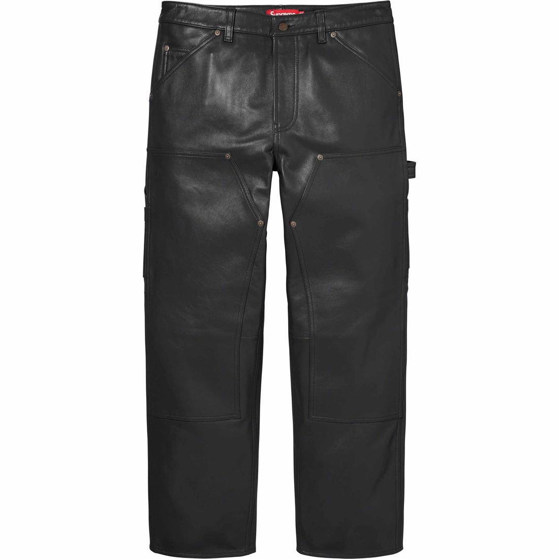 Supreme Leather Double Knee Pant (FW23) - Black - $428