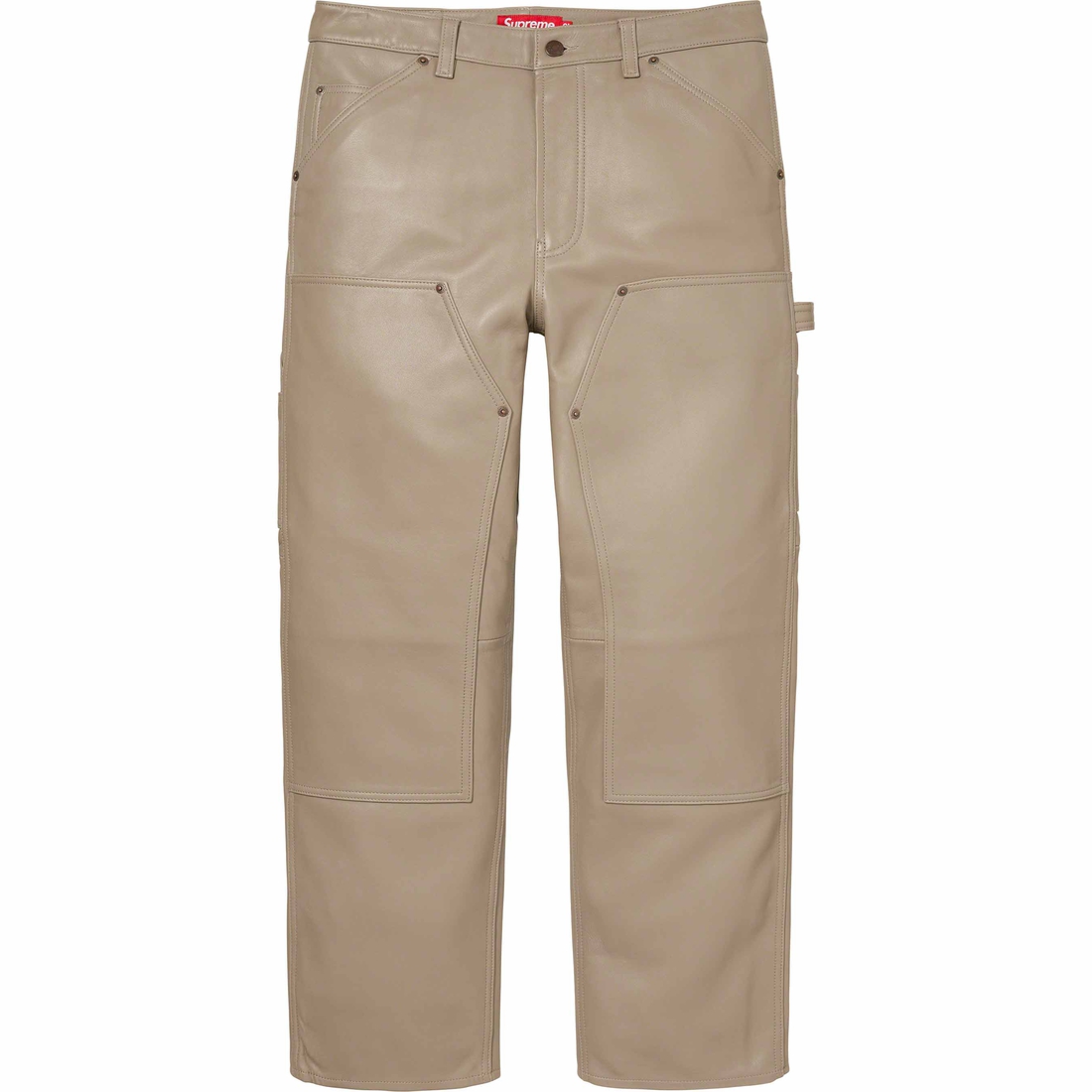 Supreme Leather Double Knee Pant (FW23) - Tan - $428