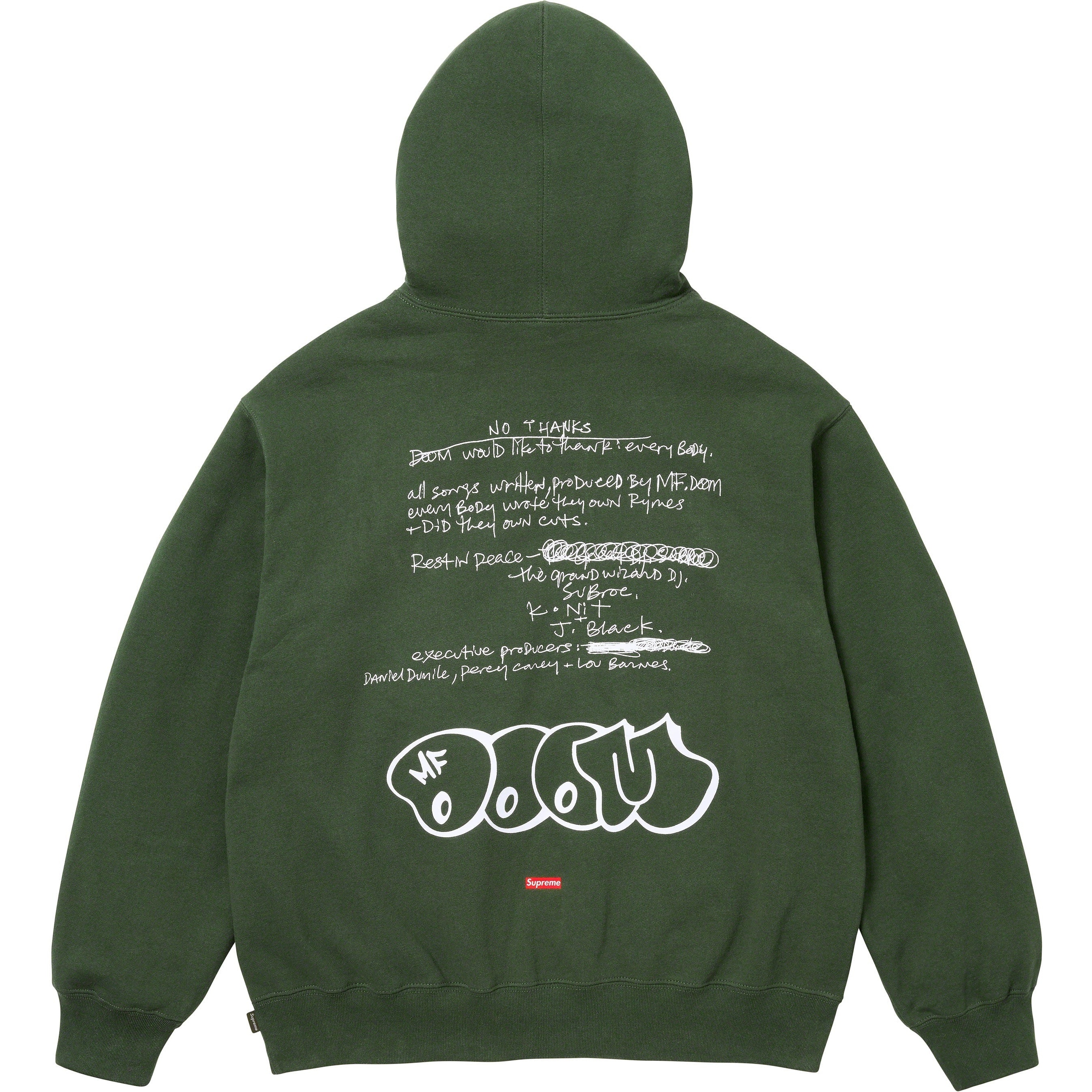 Supreme MF DOOM Hooded Sweatshirt (FW23) - Dark Olive - $168