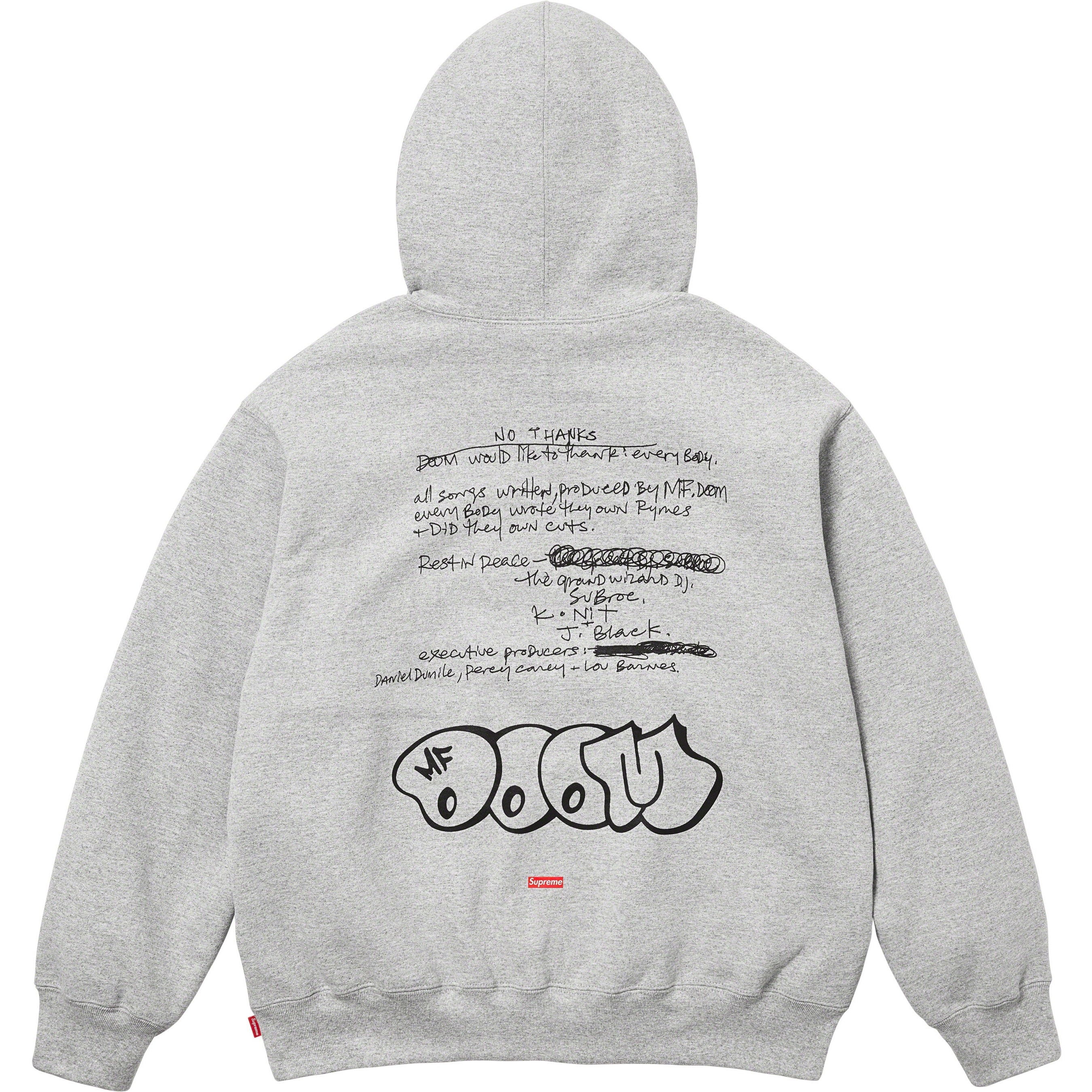 Supreme MF DOOM Hooded Sweatshirt (FW23) - Heather Grey - $168