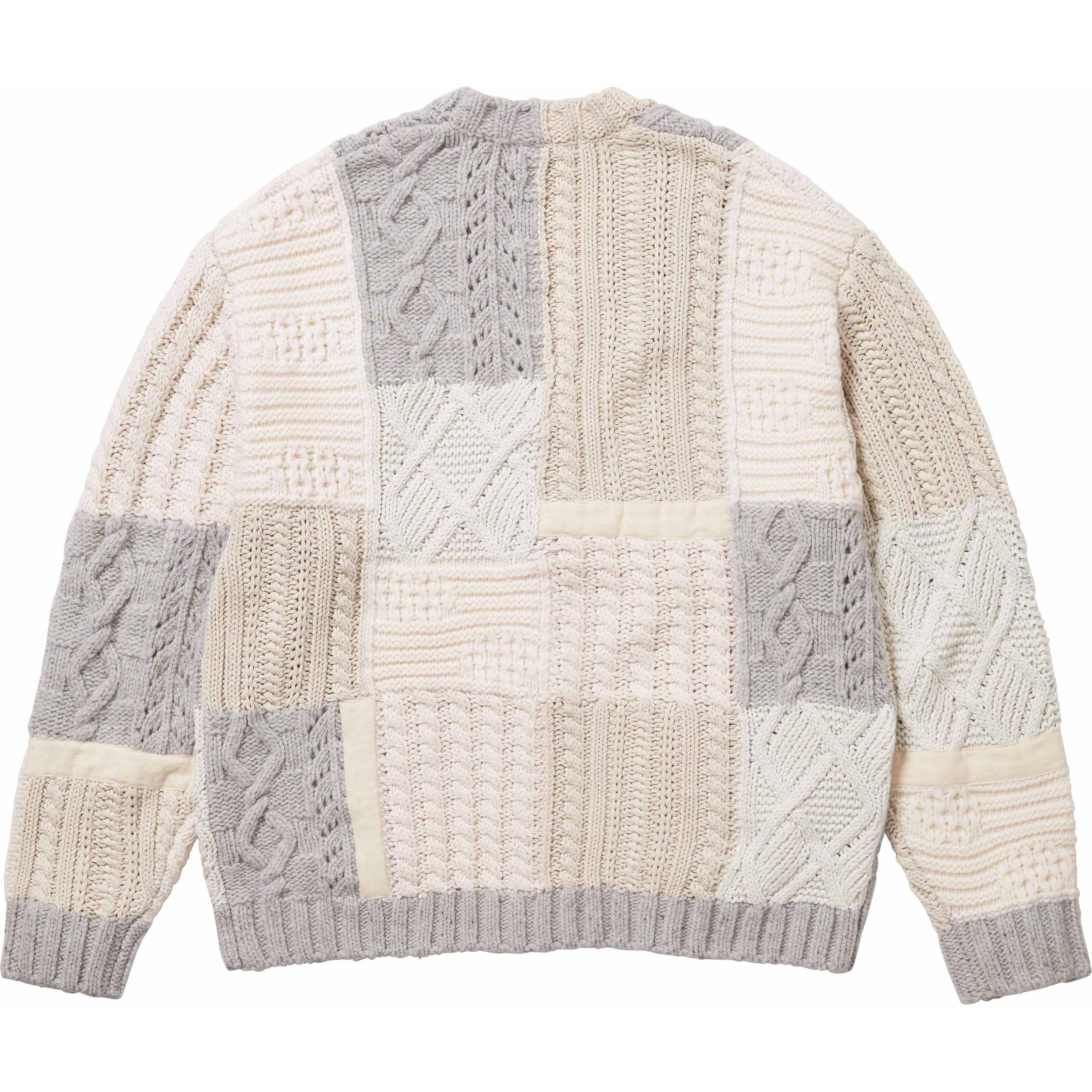 Supreme Patchwork Cable Knit Cardigan (FW23) - Ivory - $198