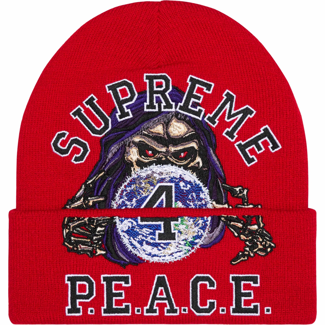 Supreme Peace Embroidered Beanie (FW23) - Red - $44