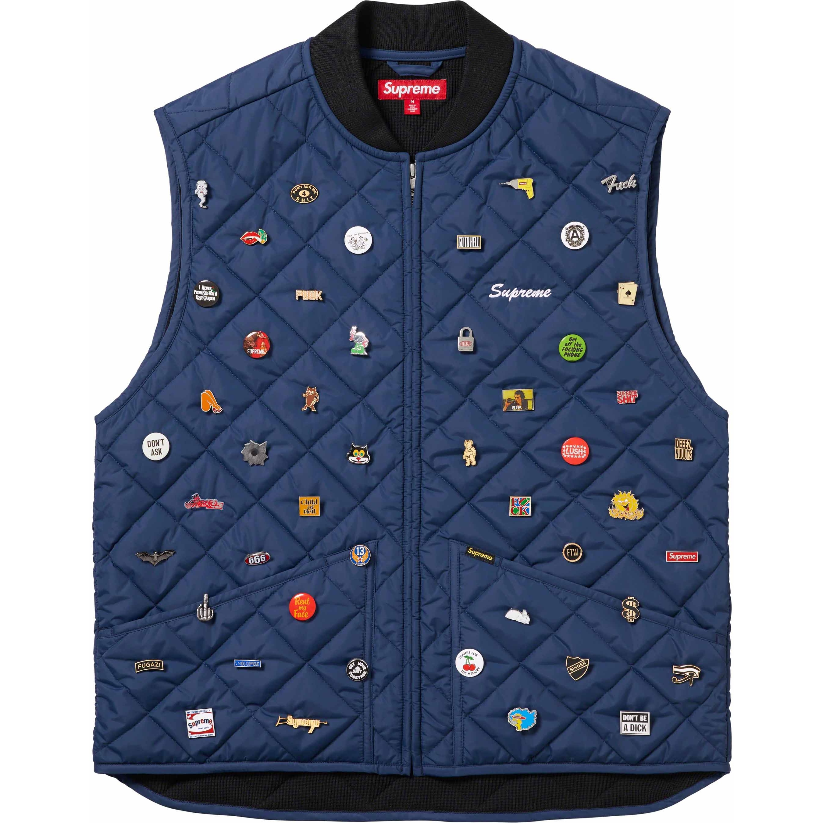 Supreme Pins Quilted Work Vest (FW23) - Navy - $388