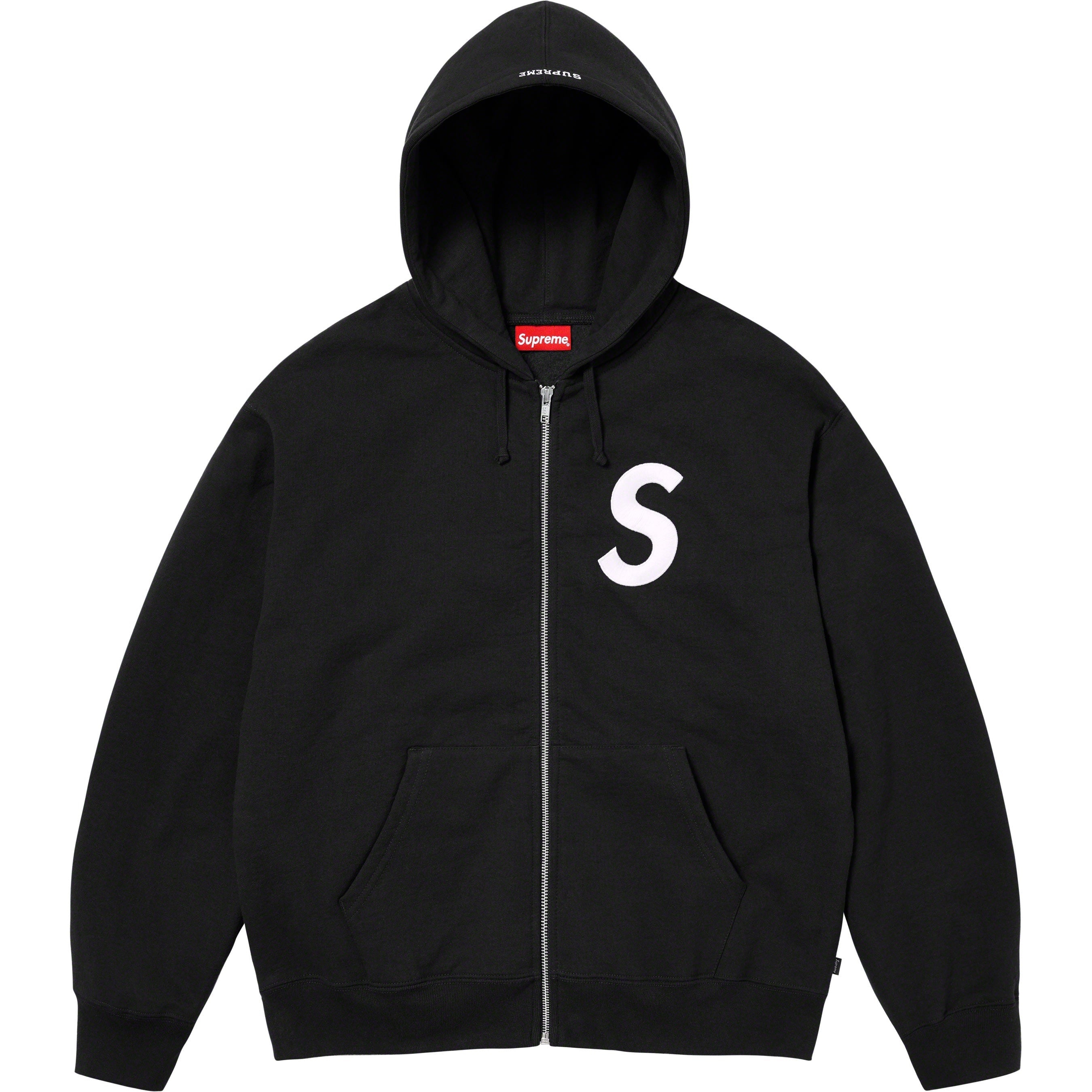 Supreme S Logo Zip Up Hooded Sweatshirt (FW23) - Black - $168