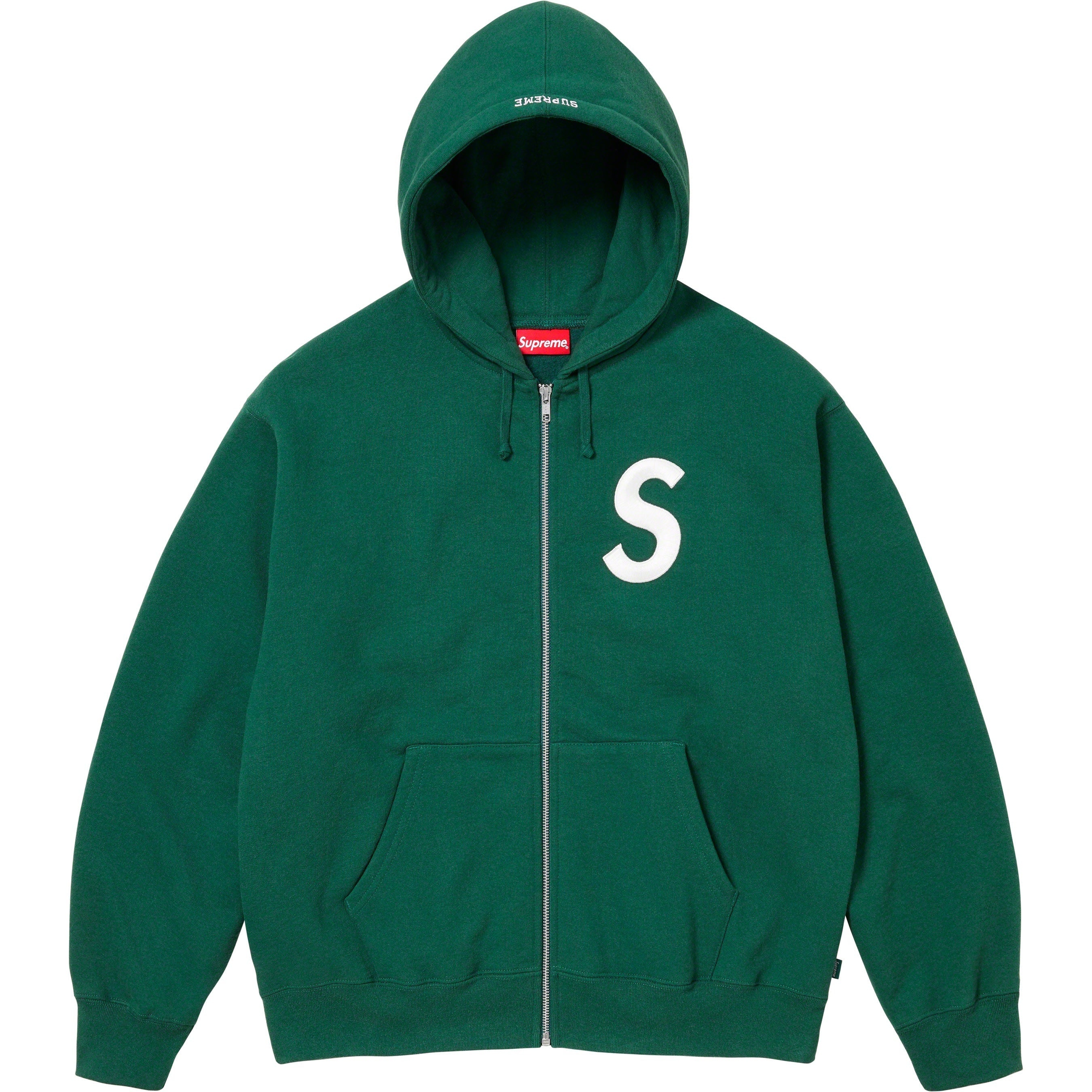 Supreme S Logo Zip Up Hooded Sweatshirt (FW23) - Dark Green - $168