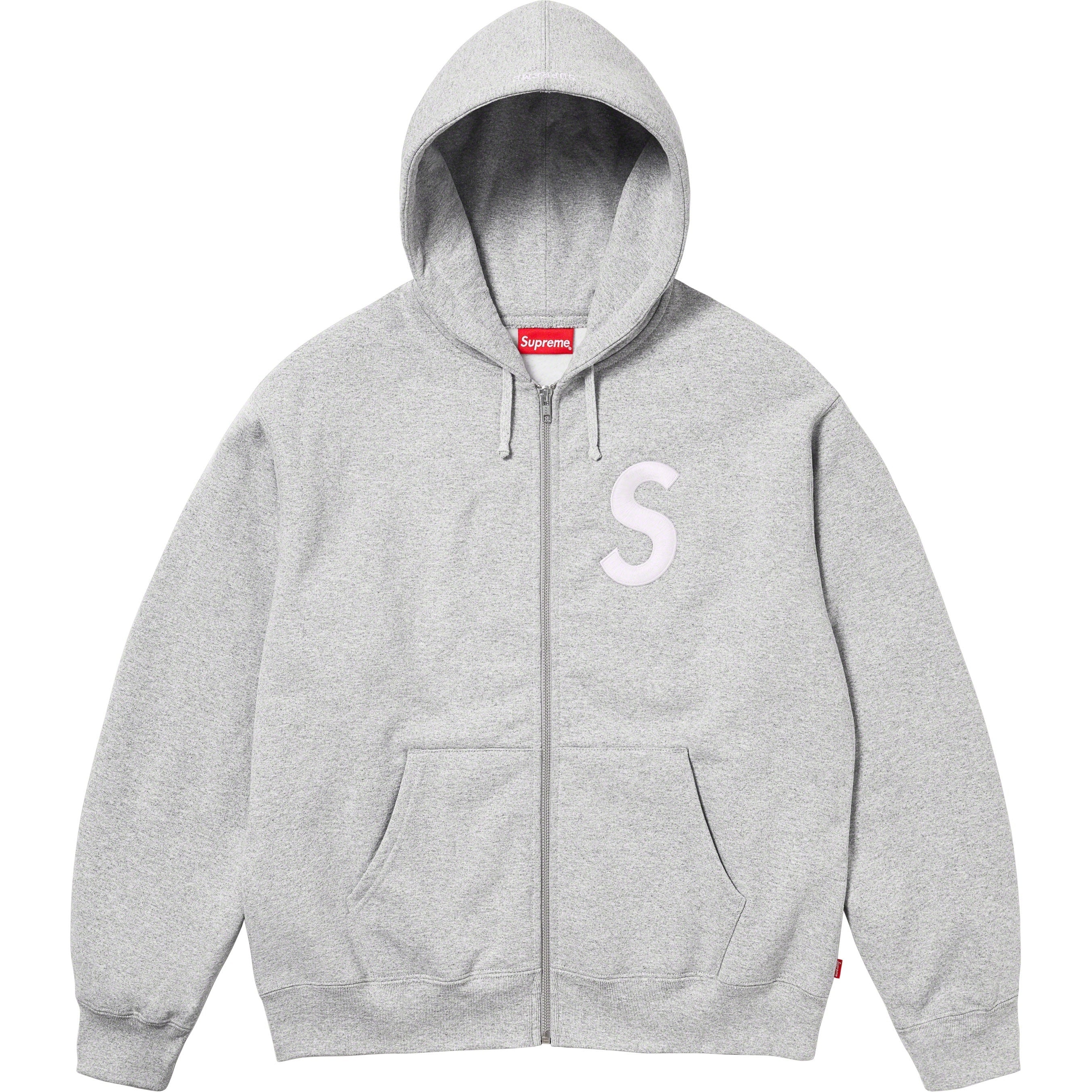 Supreme S Logo Zip Up Hooded Sweatshirt (FW23) - Heather Grey - $168