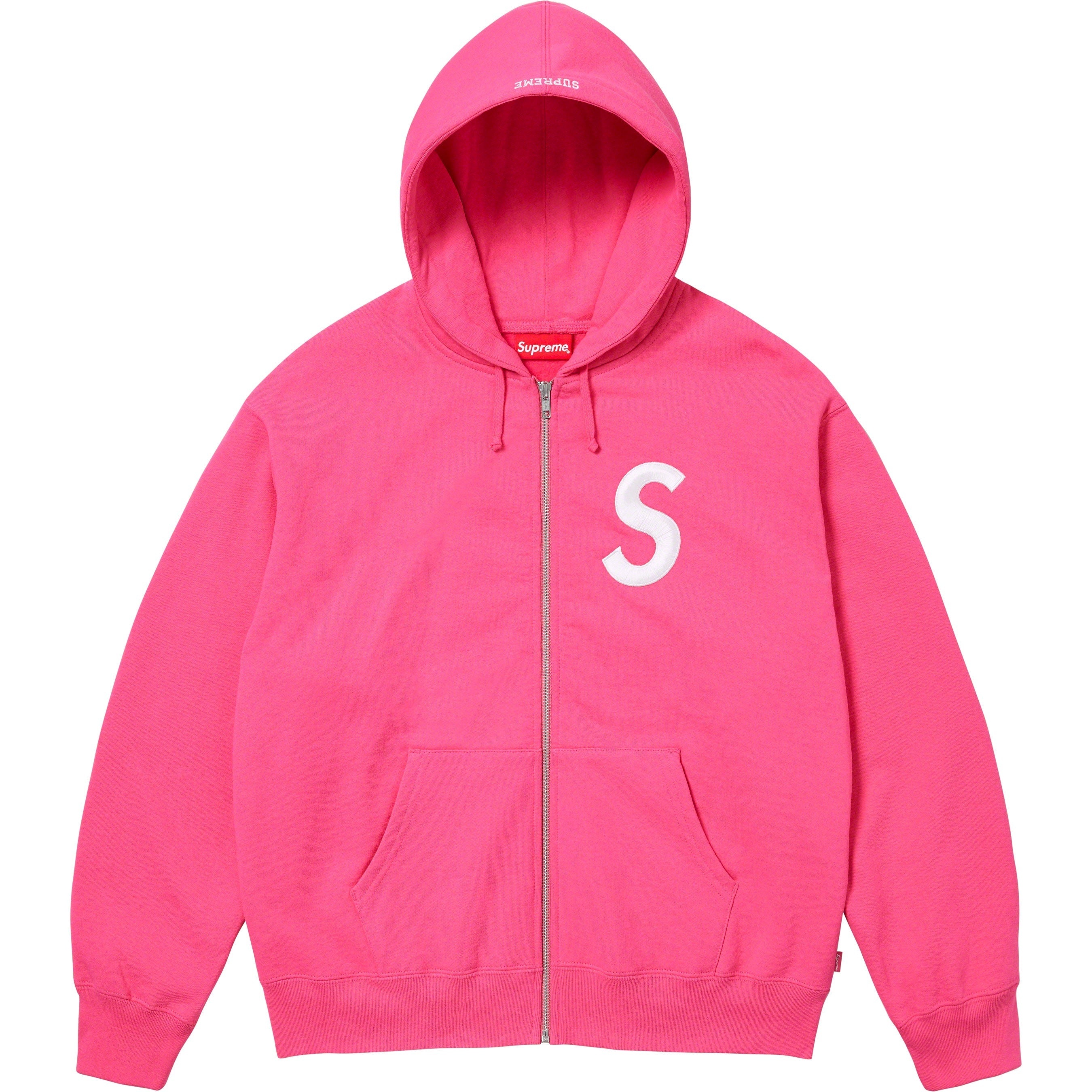 Supreme S Logo Zip Up Hooded Sweatshirt (FW23) - Magenta - $168