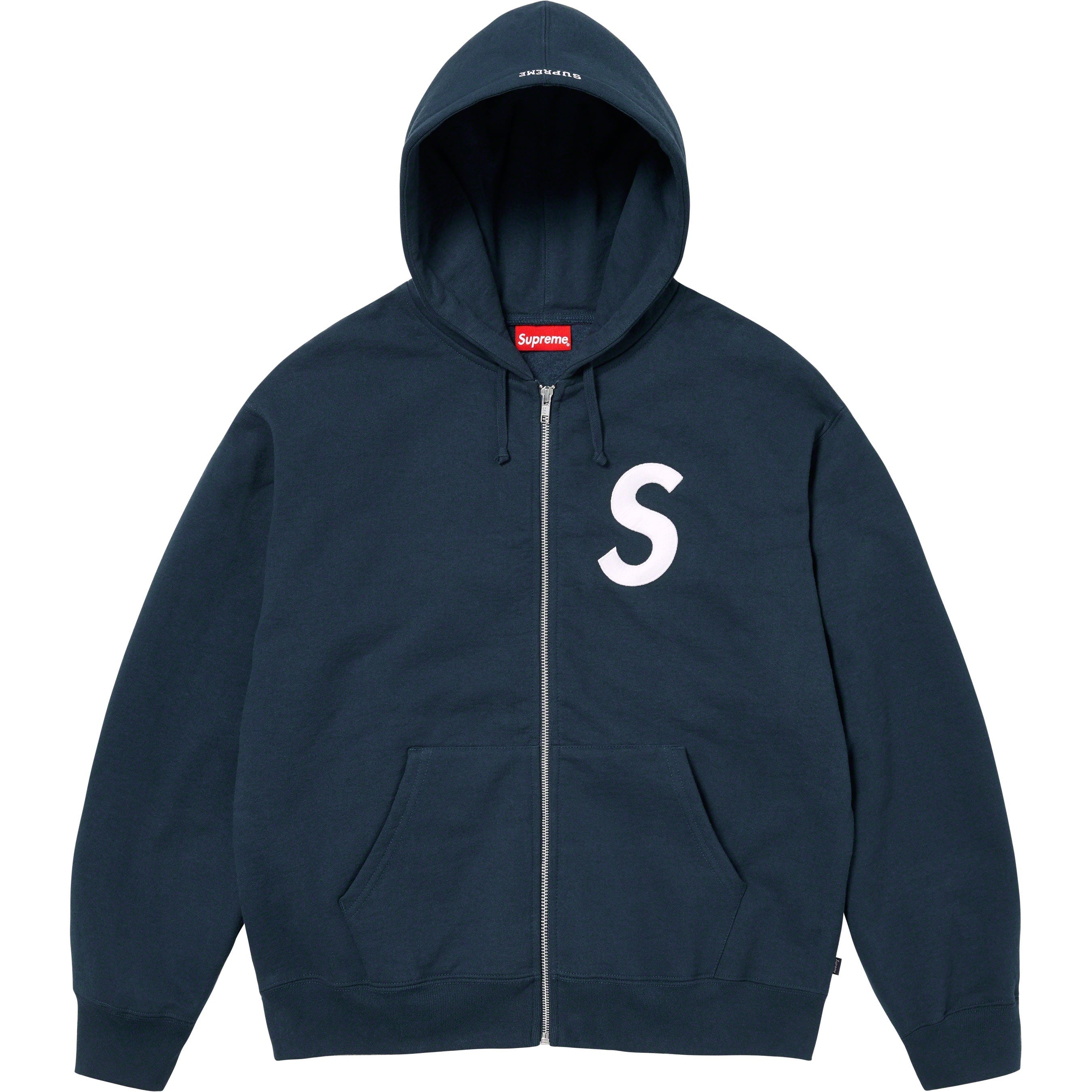 Supreme S Logo Zip Up Hooded Sweatshirt (FW23) - Navy - $168