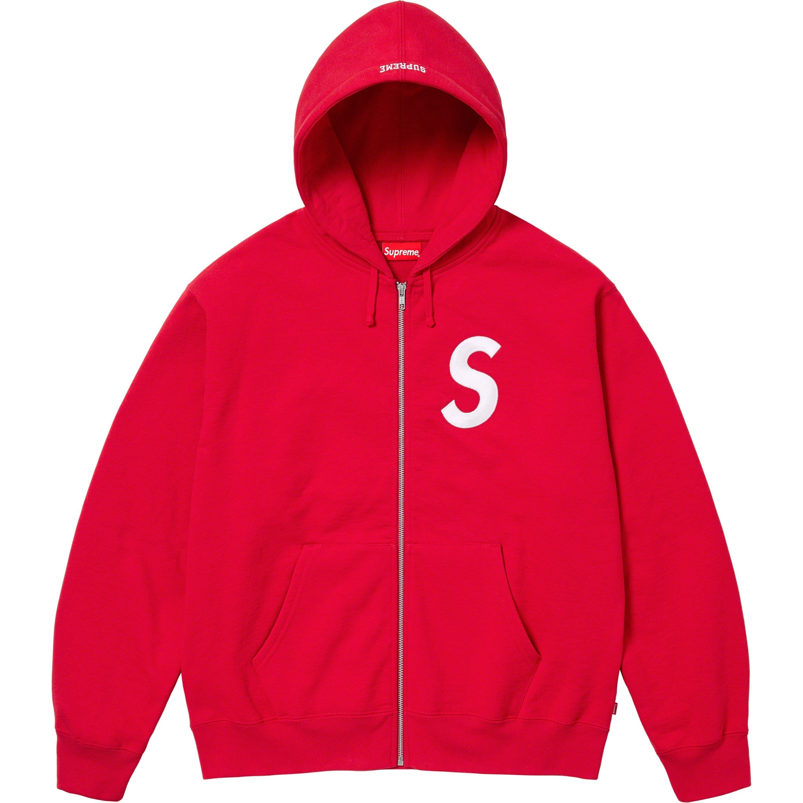Supreme S Logo Zip Up Hooded Sweatshirt (FW23) - Red - $168