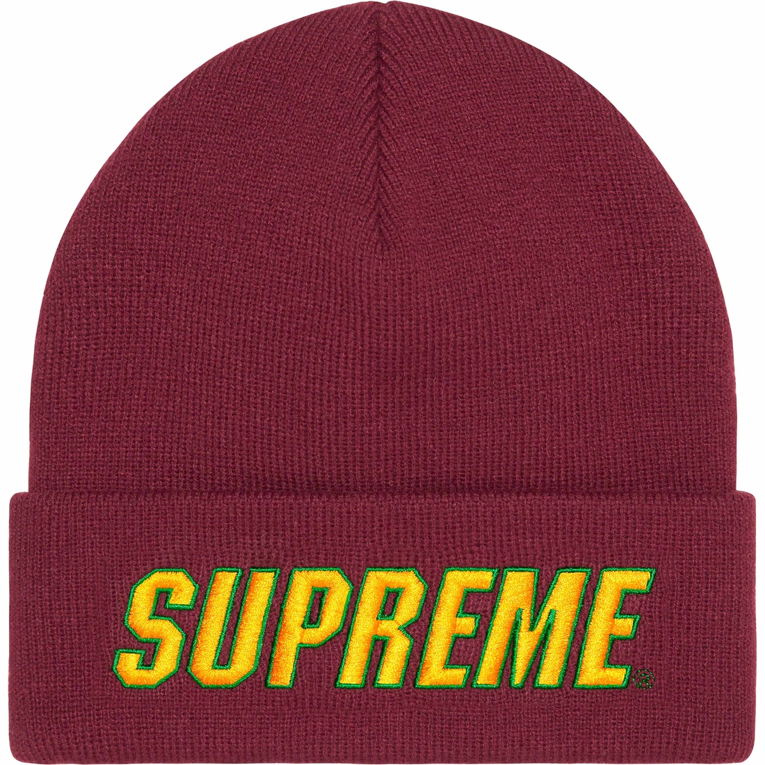 Supreme Slant Beanie (FW23) - Burgundy - $40