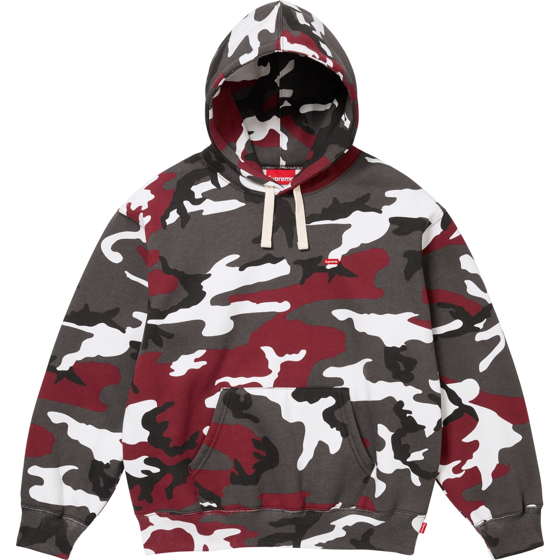 Supreme Small Box Drawcord Hooded Sweatshirt (FW23) - Red Camo - $158