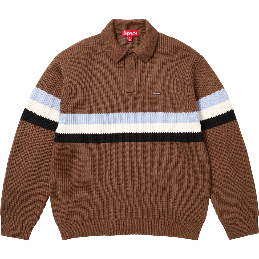 Supreme Small Box Polo Sweater (FW23) - Dark Brown - $148
