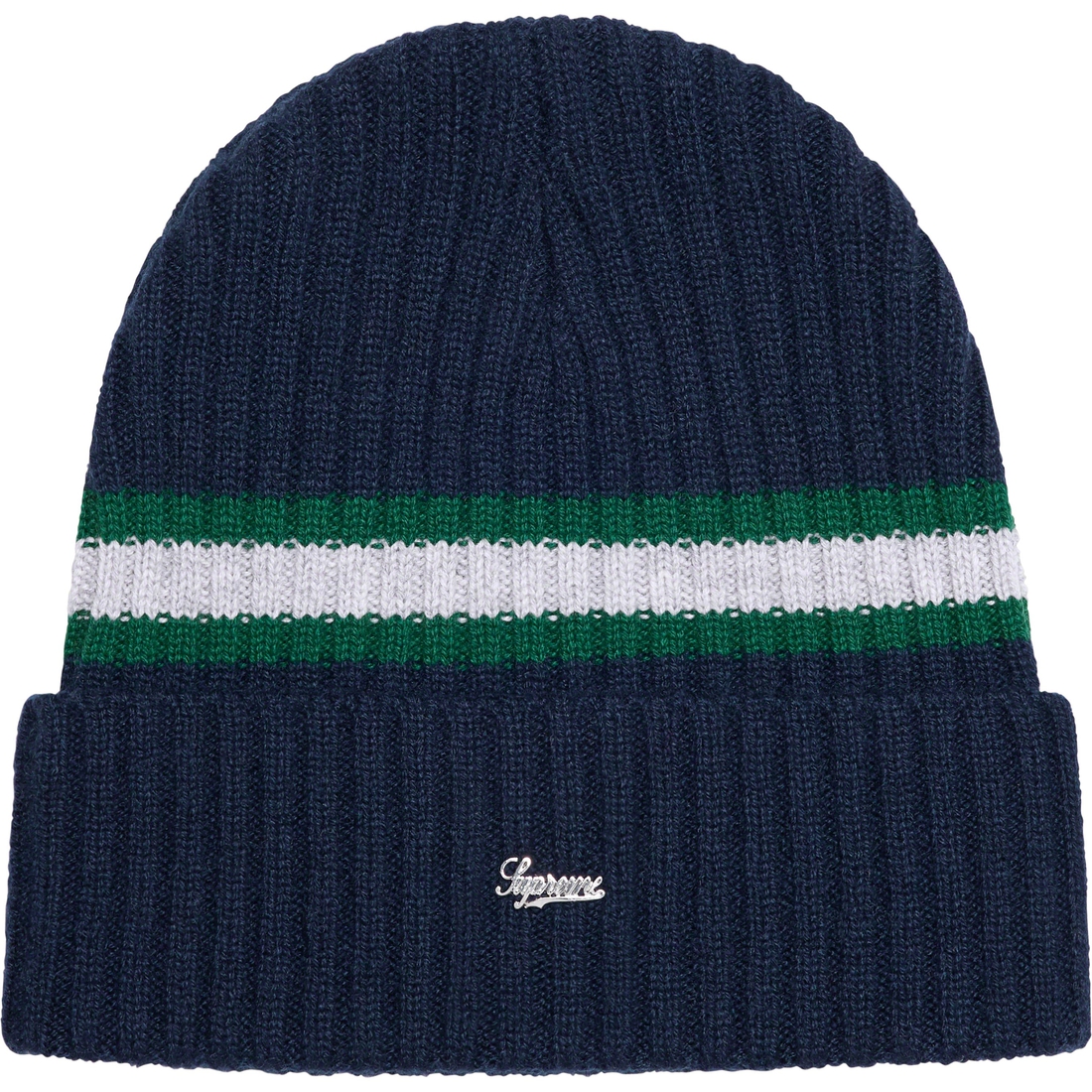 Supreme Striped Cashmere Beanie (FW23) - Navy - $68