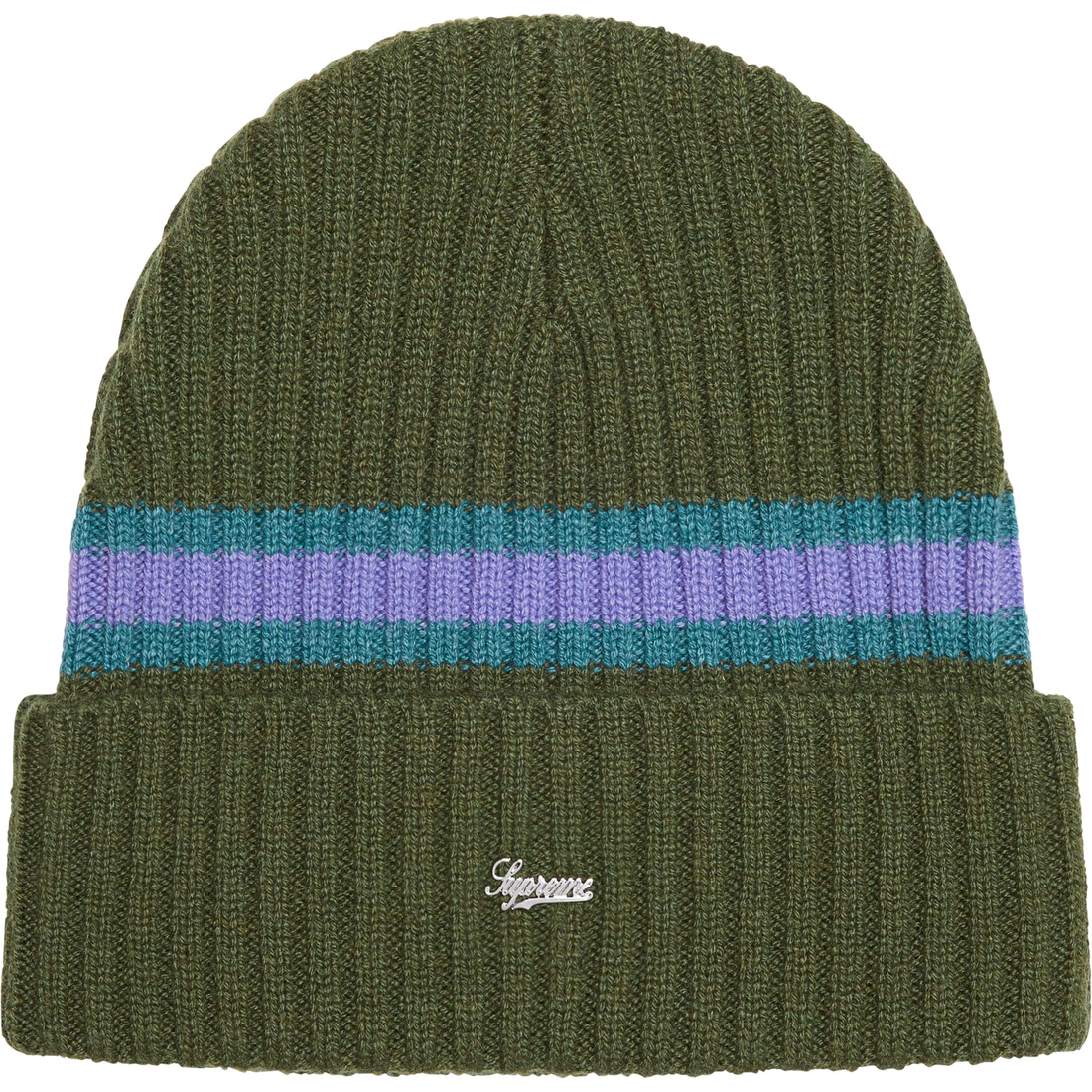 Supreme Striped Cashmere Beanie (FW23) - Olive - $68