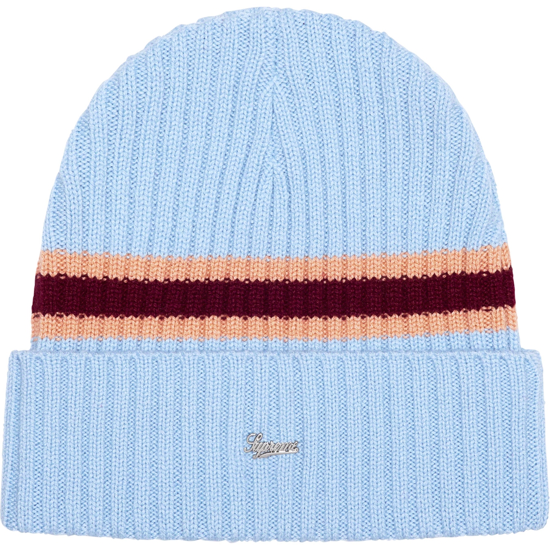 Supreme Striped Cashmere Beanie (FW23) - Pale Blue - $68