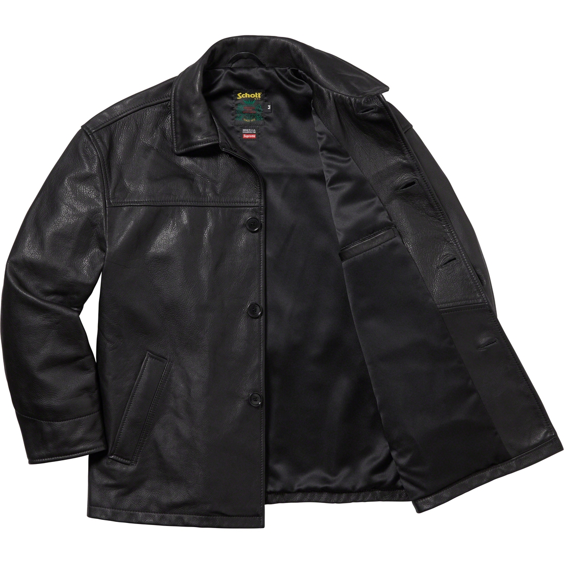 Supreme Supreme Schott Leather Car Coat (FW23) - Black - $898