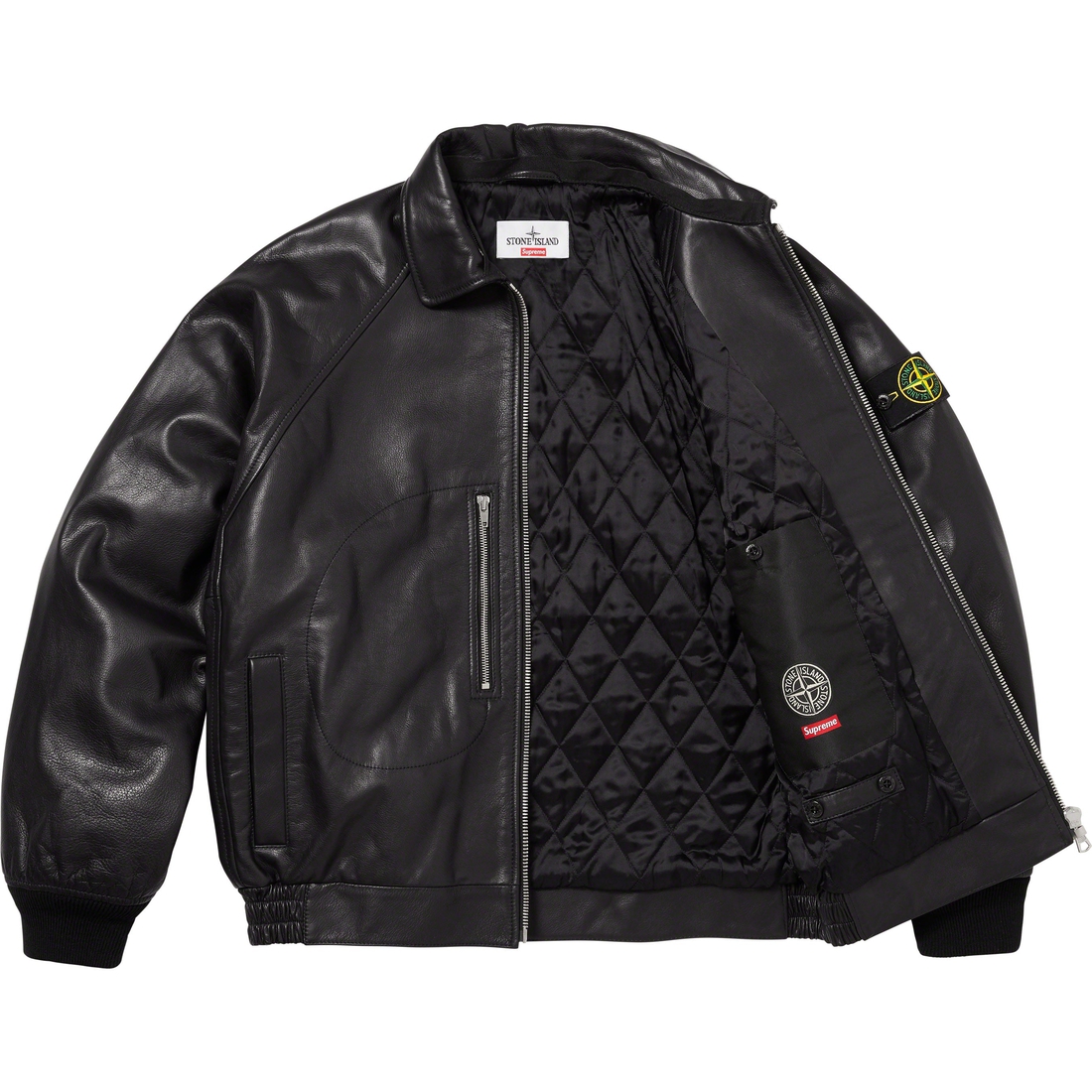 Supreme Supreme Stone Island Leather Bomber Jacket (FW23) - Black - $2598