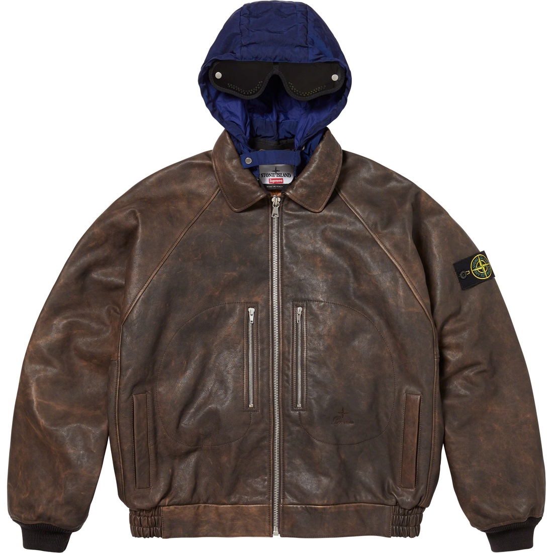 Supreme Supreme Stone Island Leather Bomber Jacket (FW23) - Brown - $2598