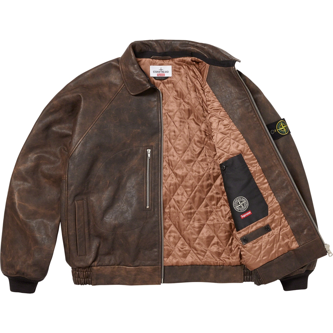 Supreme Supreme Stone Island Leather Bomber Jacket (FW23) - Brown - $2598