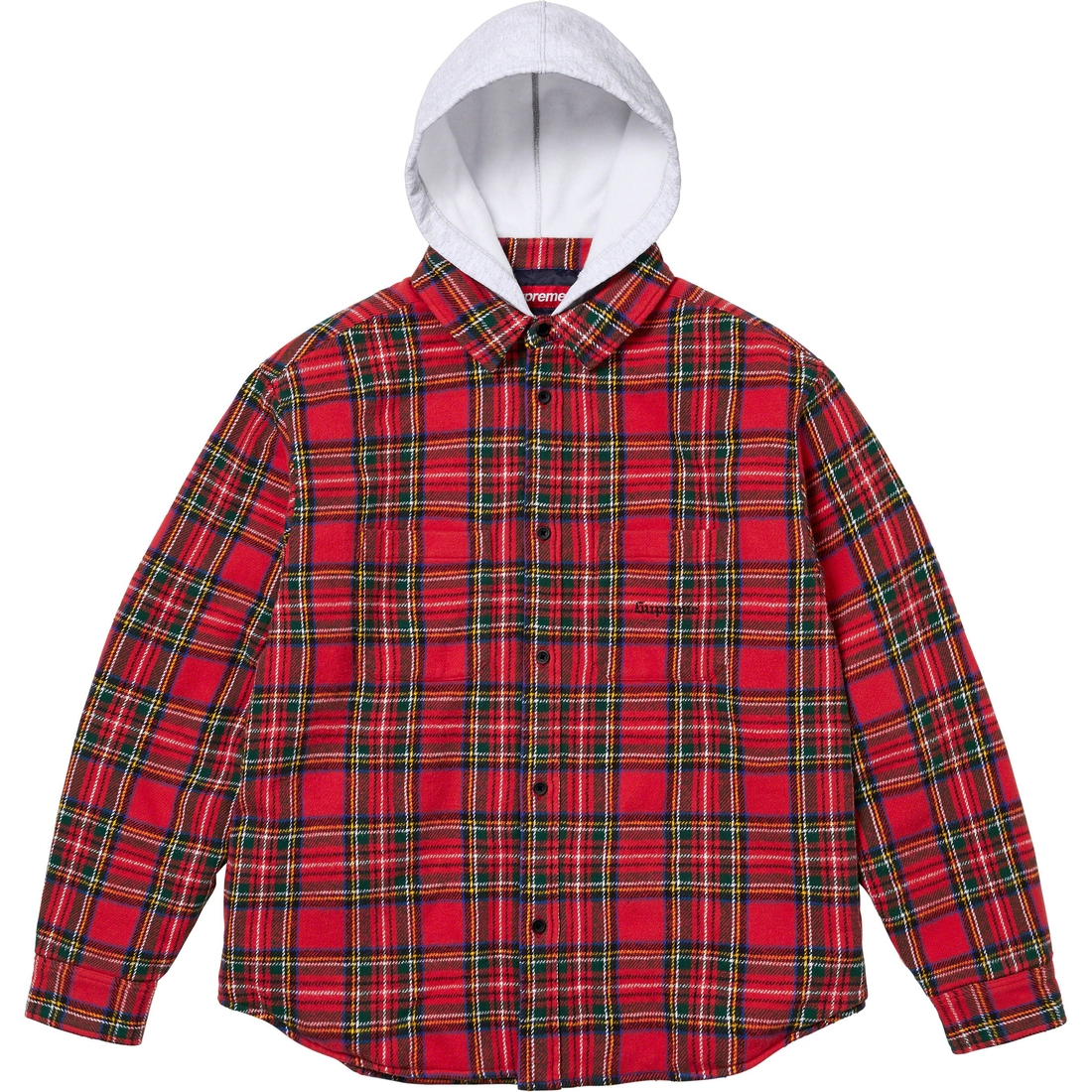 Supreme Tartan Flannel Hooded Shirt (FW23) - Red - $148