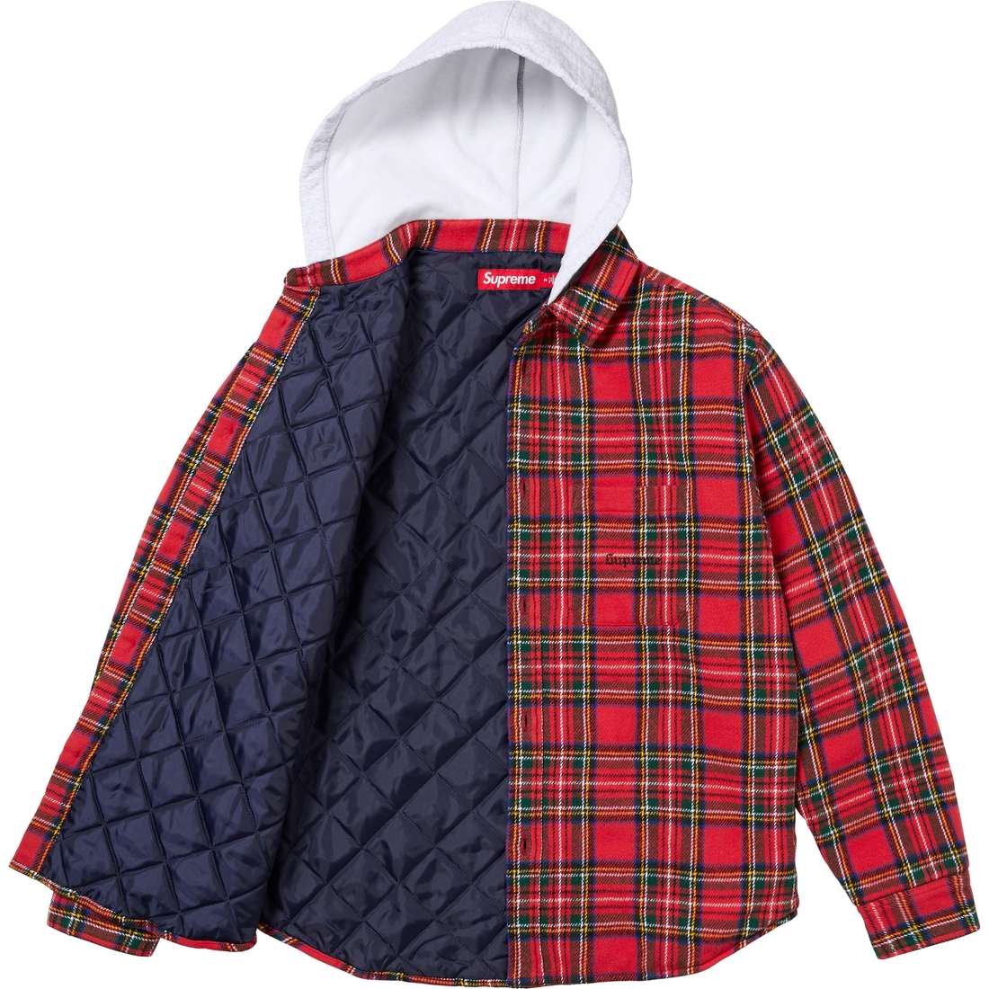 Supreme Tartan Flannel Hooded Shirt (FW23) - Red - $148