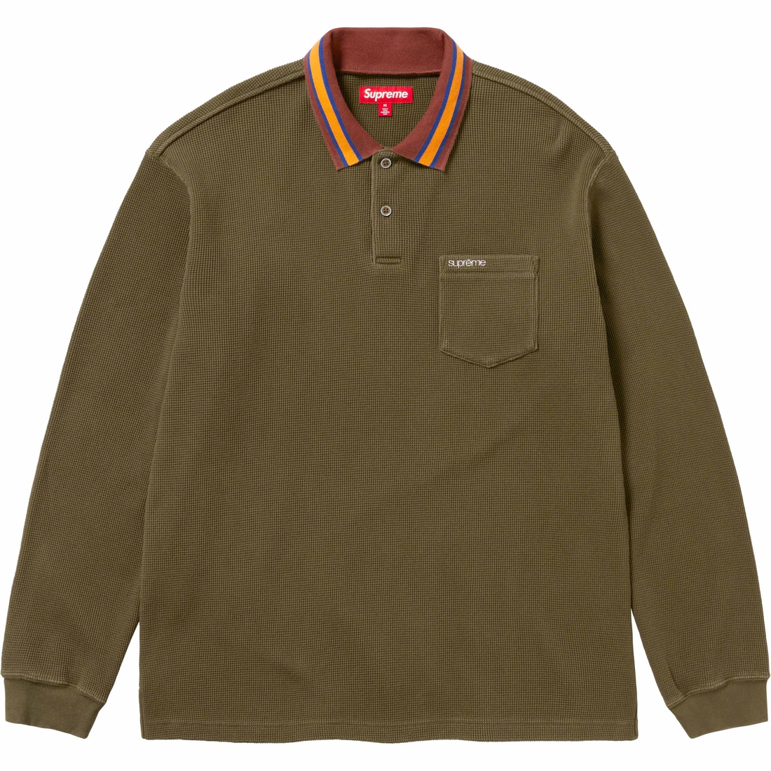 Supreme Thermal L S Polo (FW23) - Olive - $110