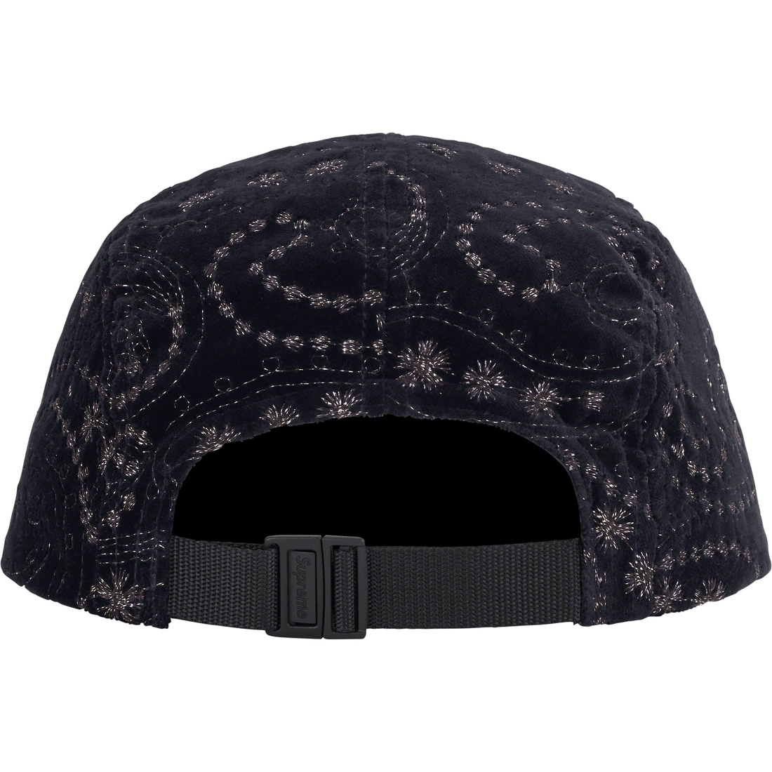Supreme Velvet Paisley Camp Cap (FW23) - Black - $58