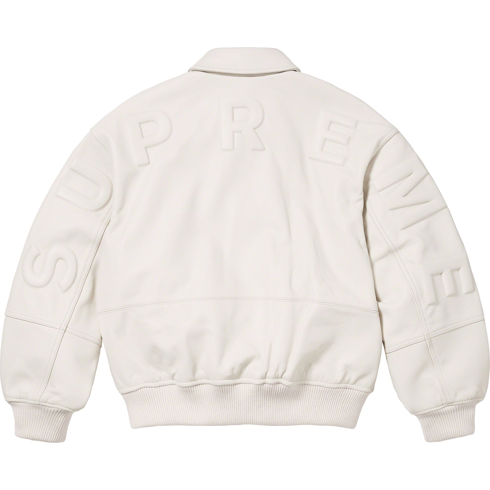 Supreme GORE-TEX Infinium WINDSTOPPER Leather Varsity Jacket (FW23) - $998