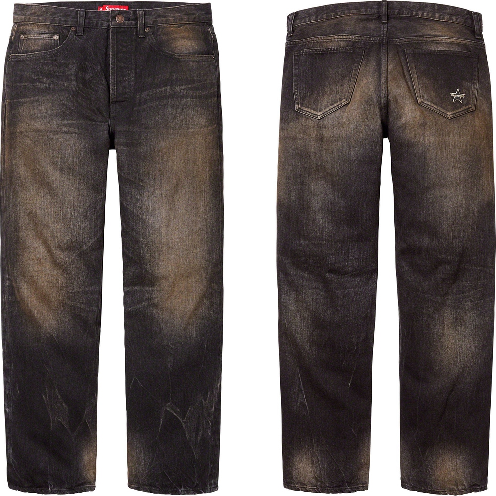 Supreme Distressed Loose Fit Selvedge Jean (FW23) - $288