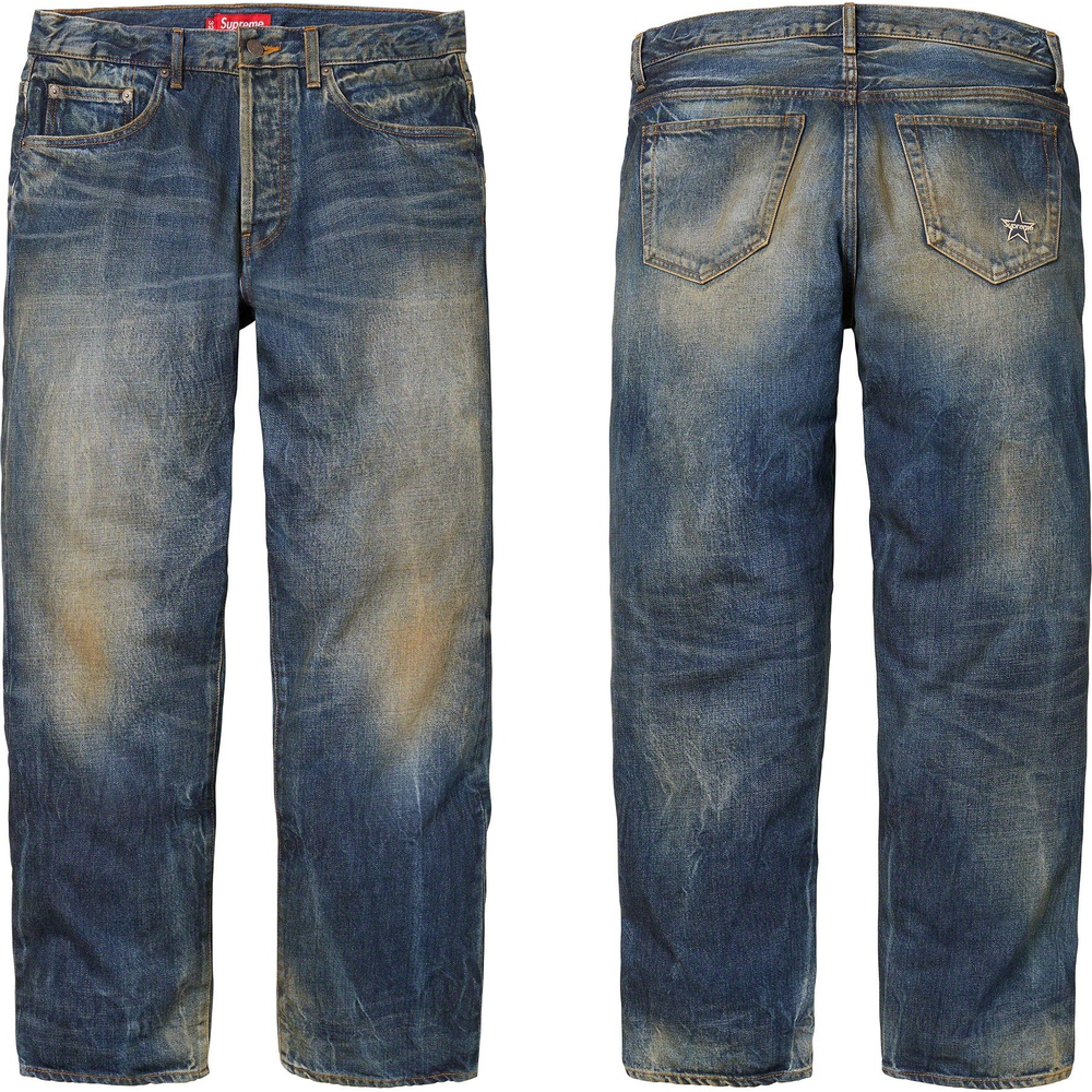 Supreme Distressed Loose Fit Selvedge Jean (FW23) - $288