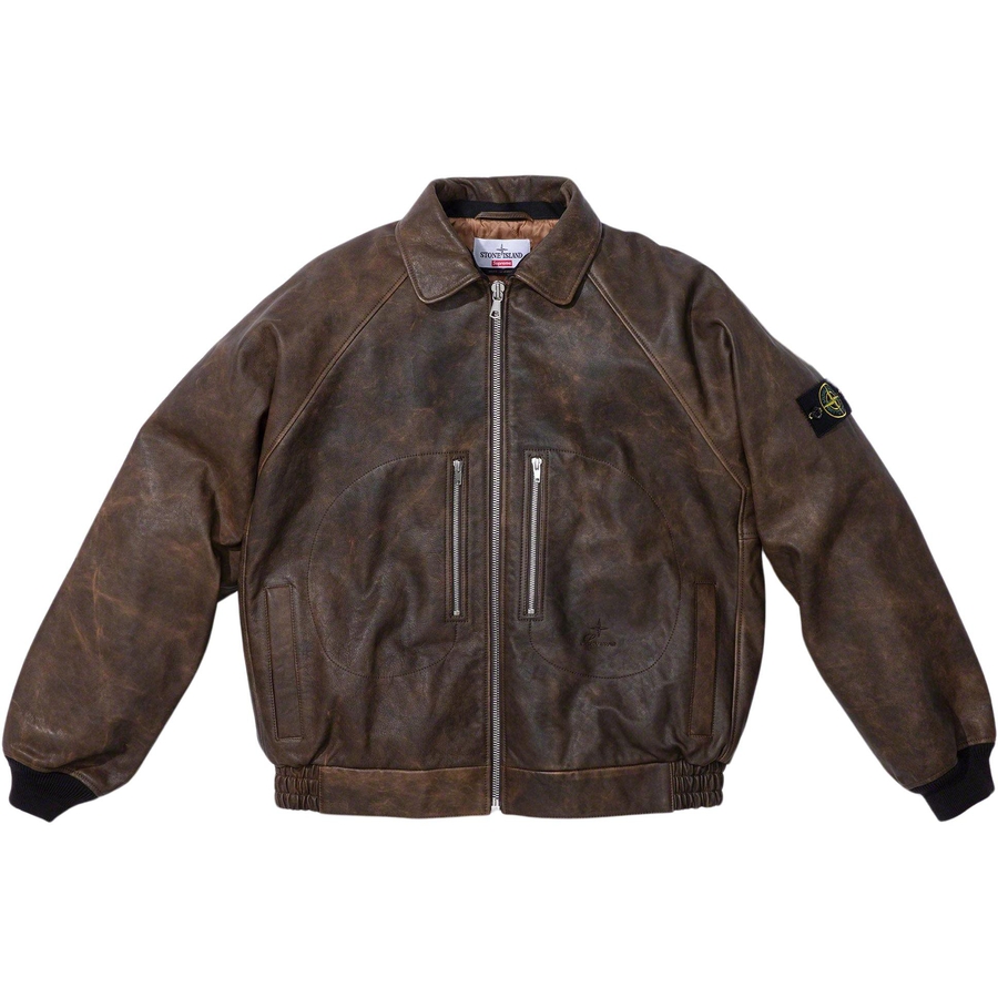 Supreme Supreme Stone Island Leather Bomber Jacket (FW23) - $2598