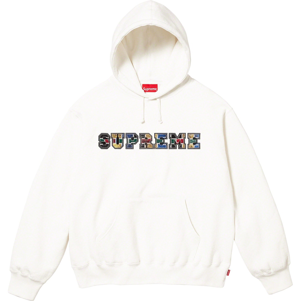 Supreme Collegiate Patchwork Leather Hooded Sweatshirt (FW23) - $158