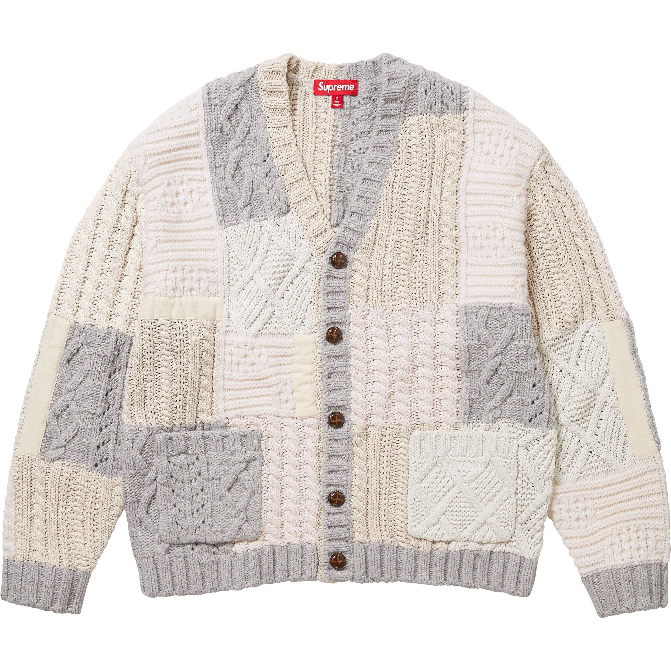 Supreme Patchwork Cable Knit Cardigan (FW23) - $198