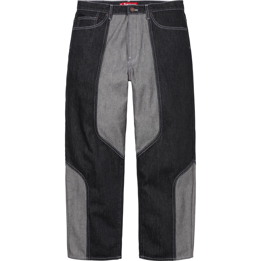 Supreme 2-Tone Paneled Baggy Jean (FW24) - Black - $188