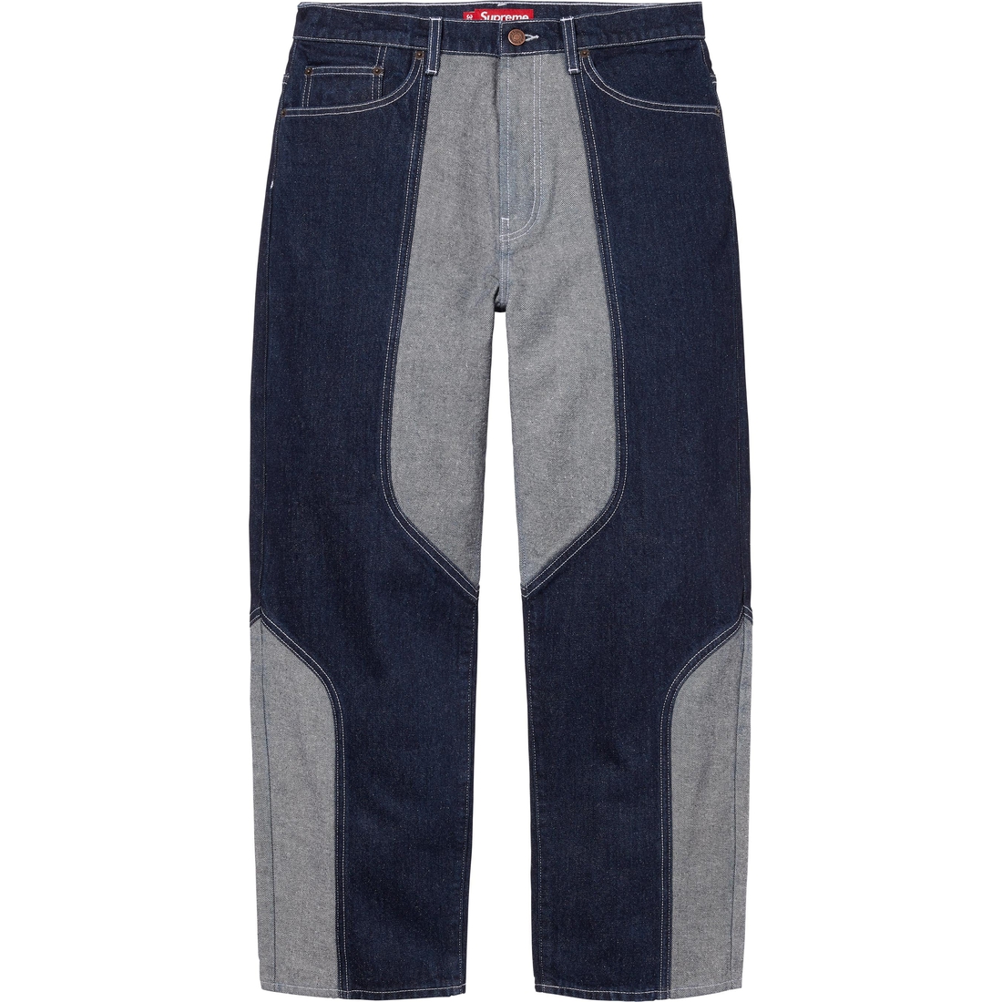 Supreme 2-Tone Paneled Baggy Jean (FW24) - Blue - $188
