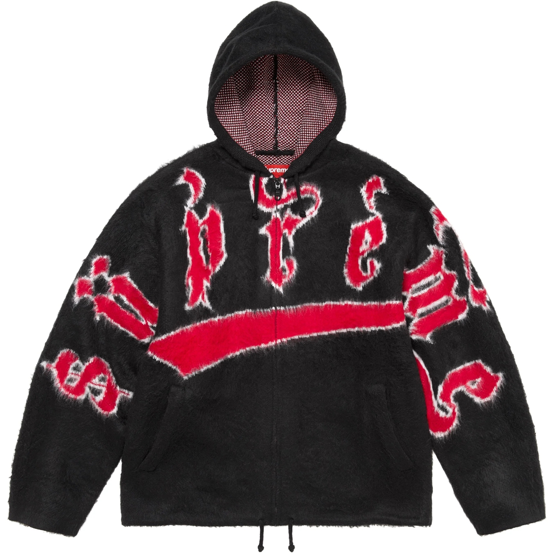 Supreme Accent Brushed Zip Up Hooded Sweater (FW24) - Black - $188