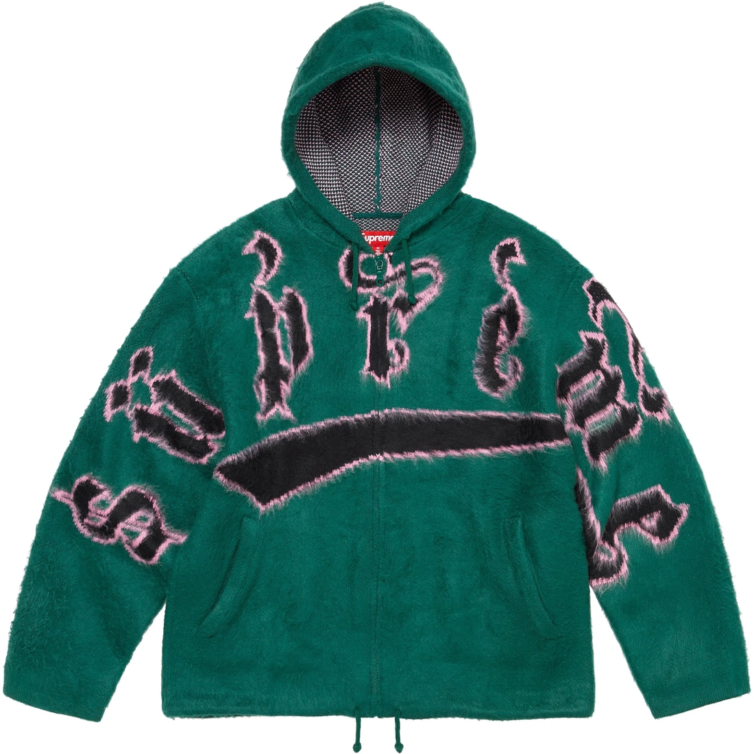 Supreme Accent Brushed Zip Up Hooded Sweater (FW24) - Green - $188