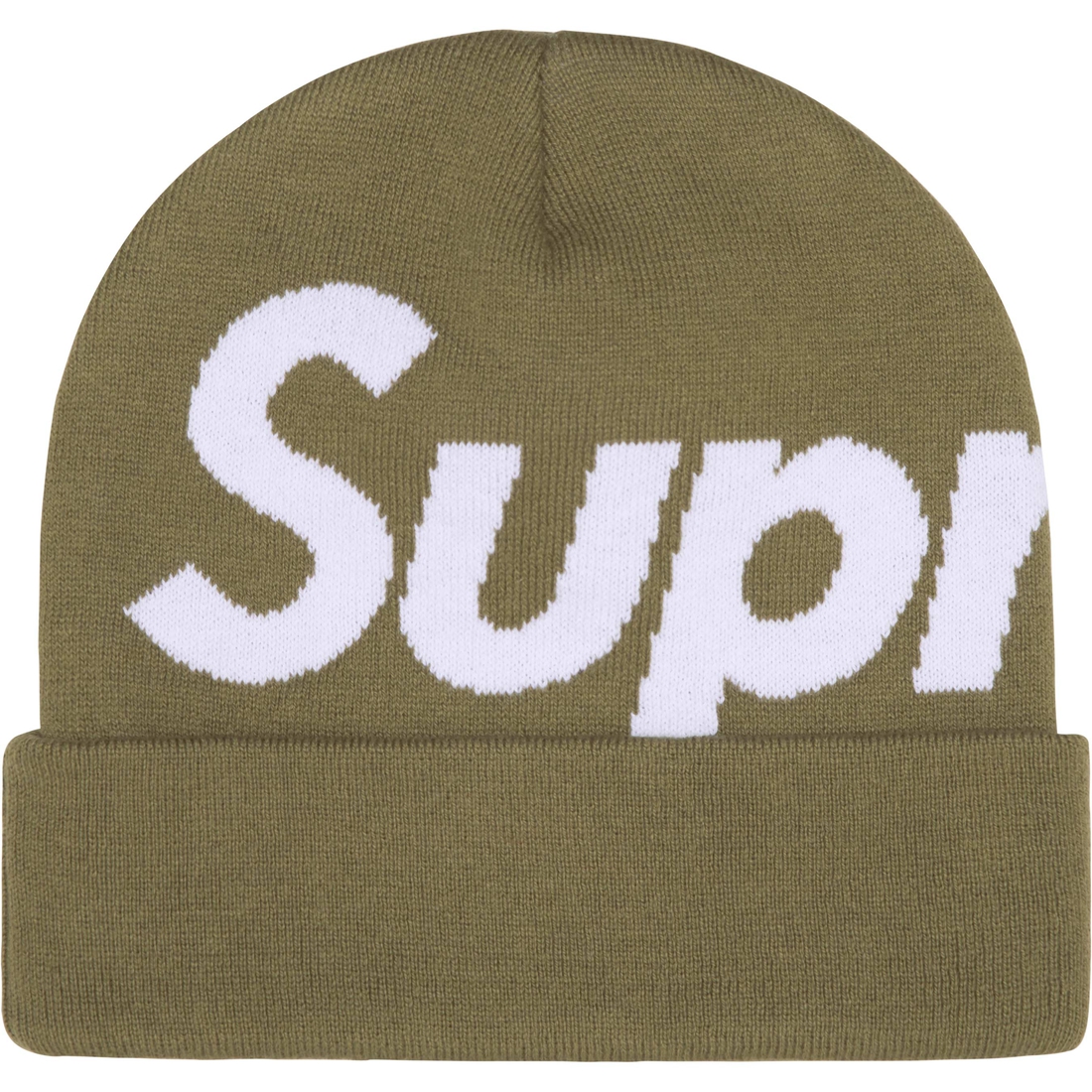 Supreme Big Logo Beanie (FW24) - Light Olive - $44
