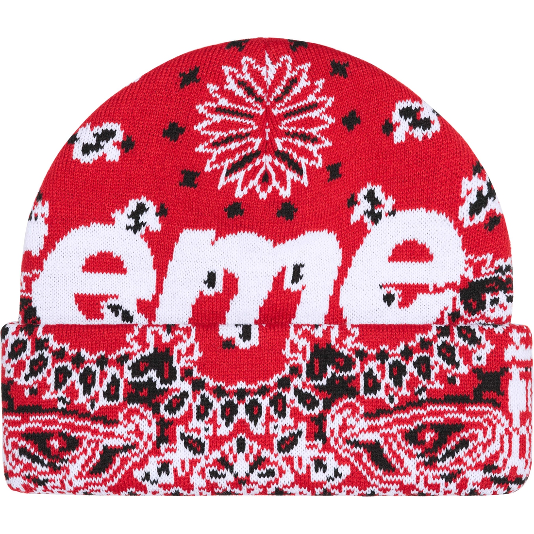 Supreme Big Logo Beanie (FW24) - Red Bandana - $44