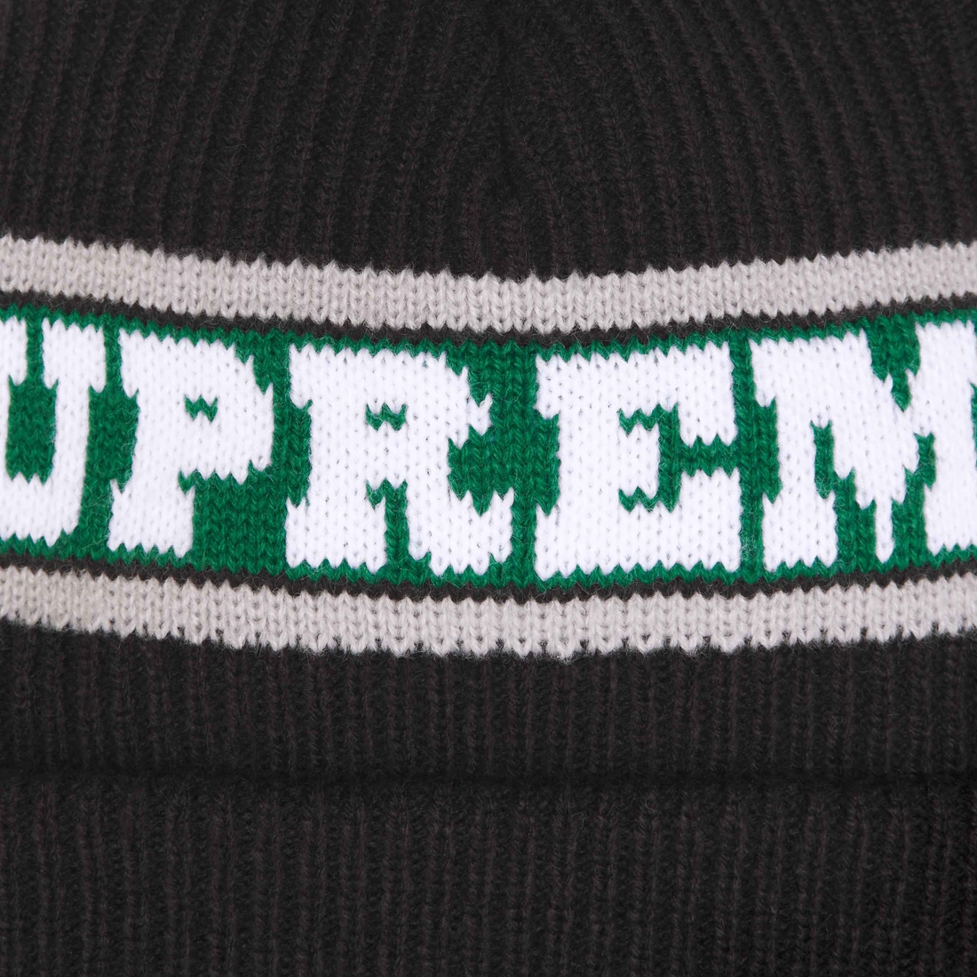 Supreme Big Stripe Beanie (FW24) - Black - $40
