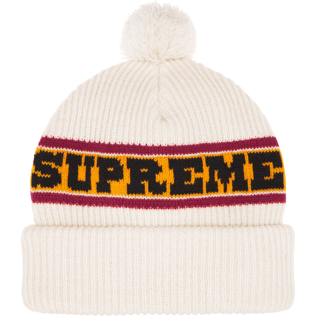 Supreme Big Stripe Beanie (FW24) - Natural - $40