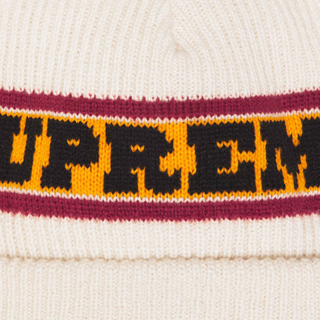 Supreme Big Stripe Beanie (FW24) - Natural - $40