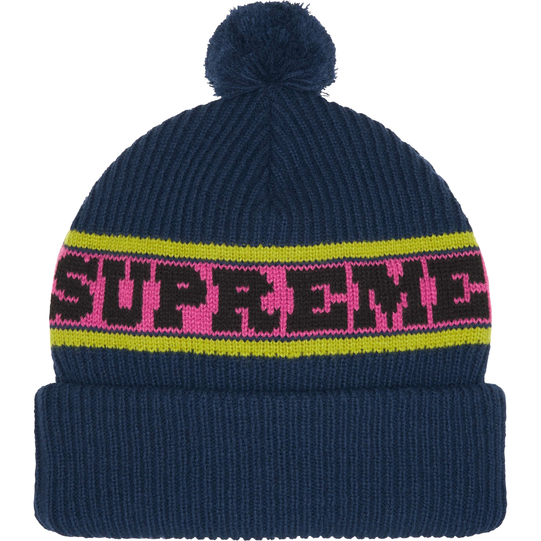 Supreme Big Stripe Beanie (FW24) - Navy - $40