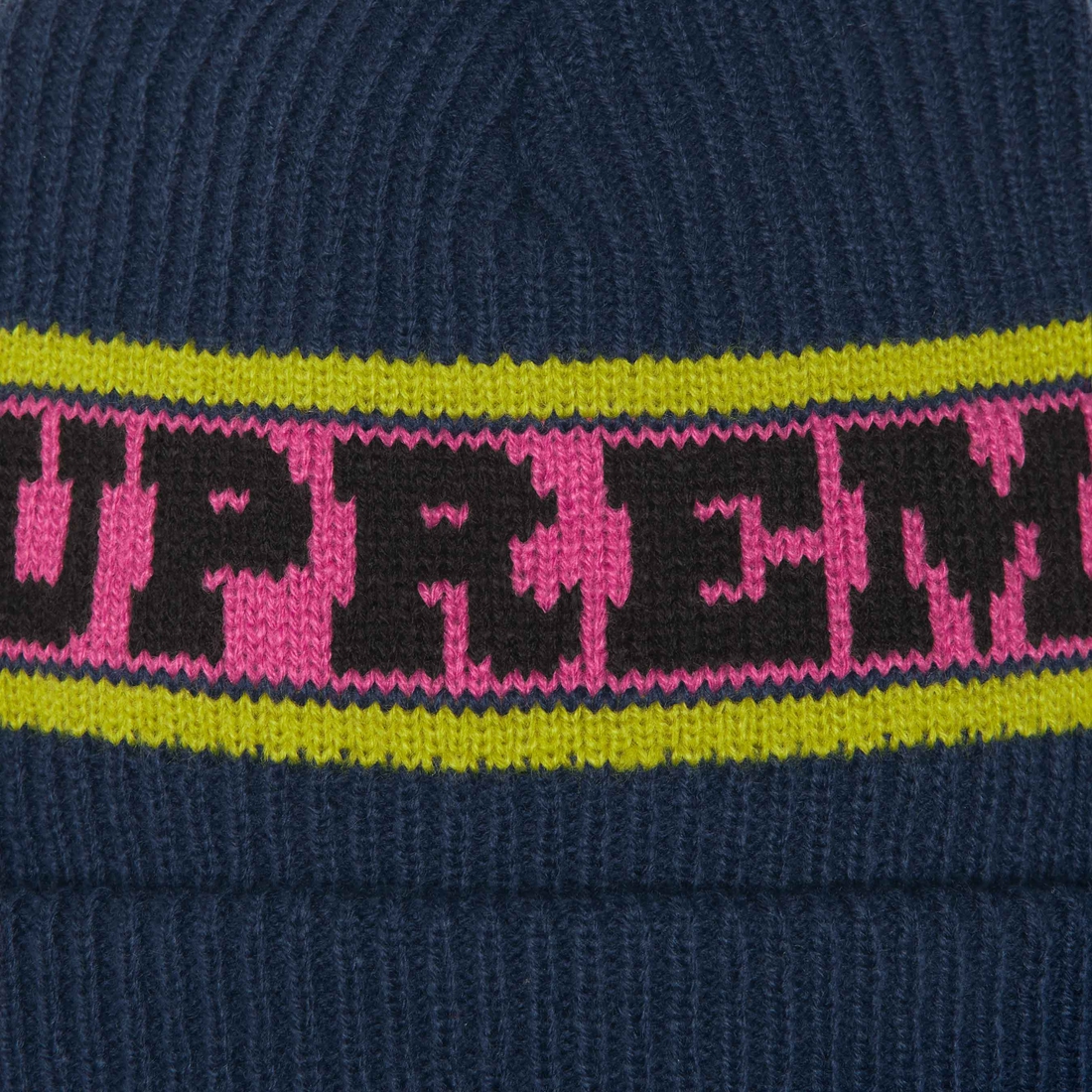 Supreme Big Stripe Beanie (FW24) - Navy - $40