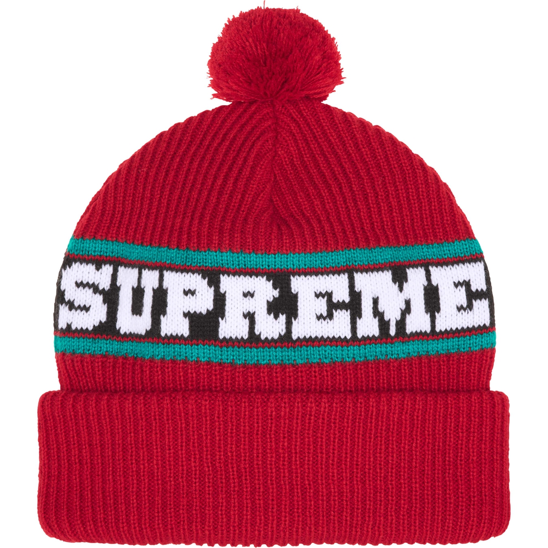 Supreme Big Stripe Beanie (FW24) - Red - $40