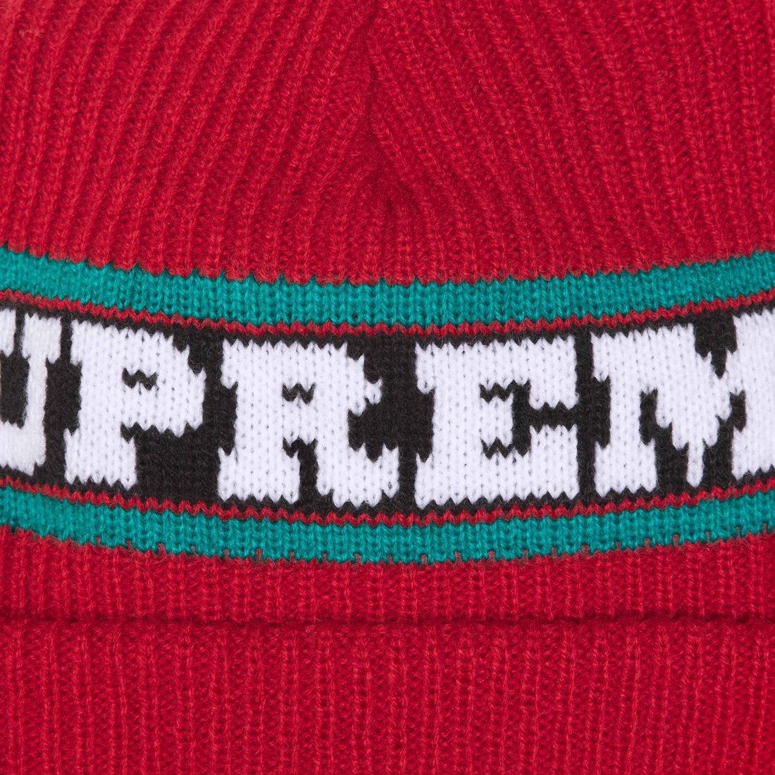Supreme Big Stripe Beanie (FW24) - Red - $40