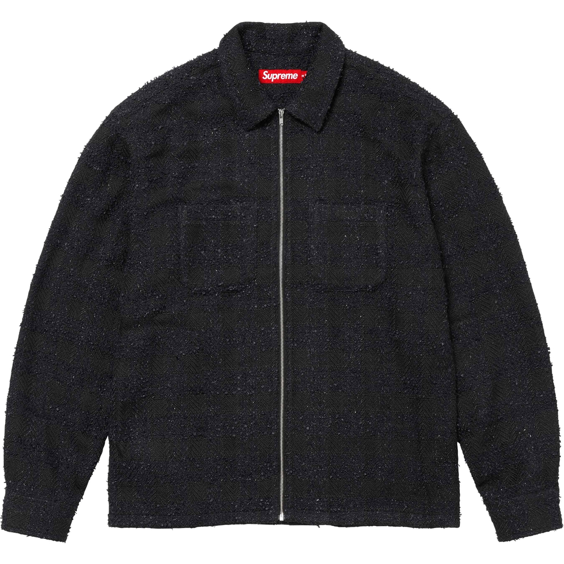 Supreme Bouclé Zip Up Shirt (FW24) - Black - $168