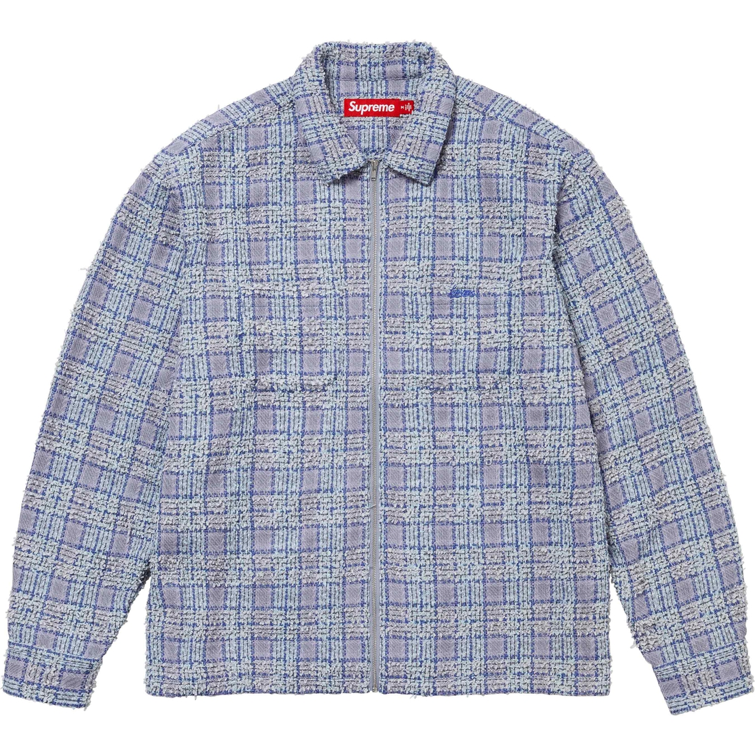 Supreme Bouclé Zip Up Shirt (FW24) - Blue - $168