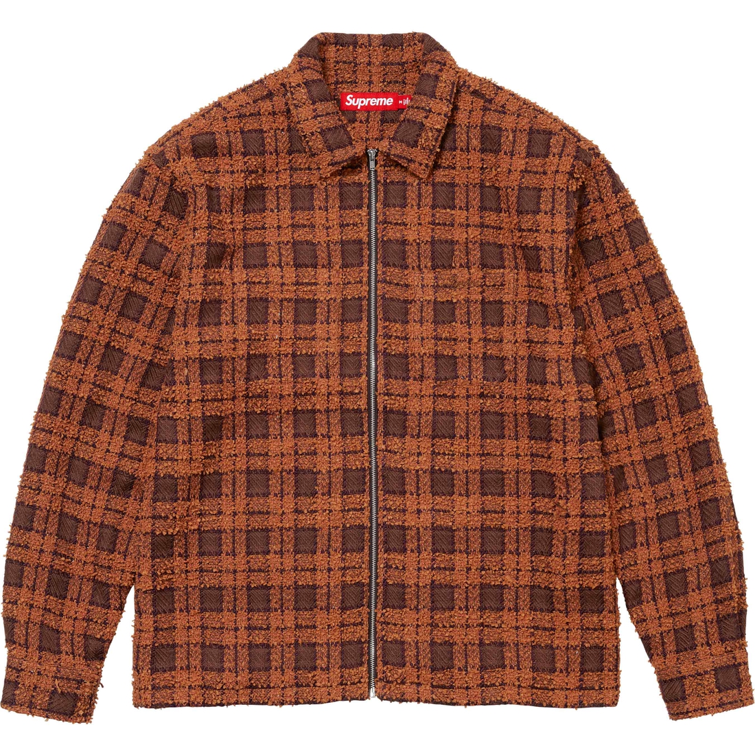 Supreme Bouclé Zip Up Shirt (FW24) - Rust - $168